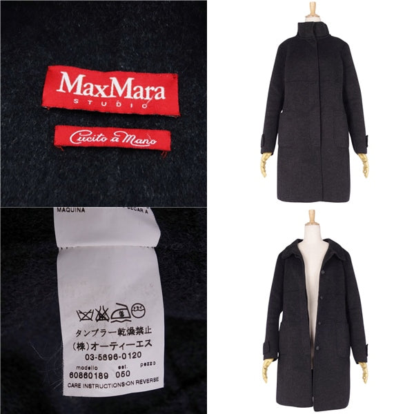 Max Mara Studio Coat Long Coat Cucito a Mano Double Face Angola Wool   JI40 USA6 GB8 (M equivalent) Gr - GREEN