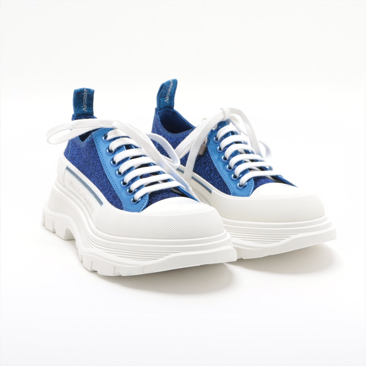 Alexander McQueen Fabric Trainers 37  Blue x White 685707 Glitter Change Himo
