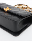 Chanel Lambskin  Chain Shoulder Bag Black G  AS2615