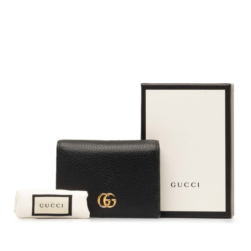 Gucci GG Marmont Double Fed Wallet Compact Wallet 456126 Black Gold Leather  Gucci