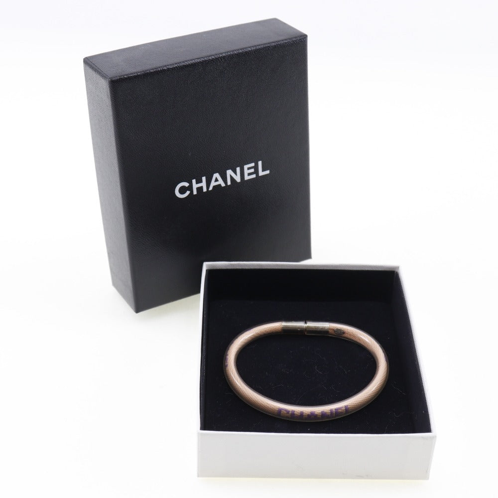 CHANEL logo tube wristband sports line A14517 vinyl x cotton French made 2000 pink 00T  5.1g logo tube ladies