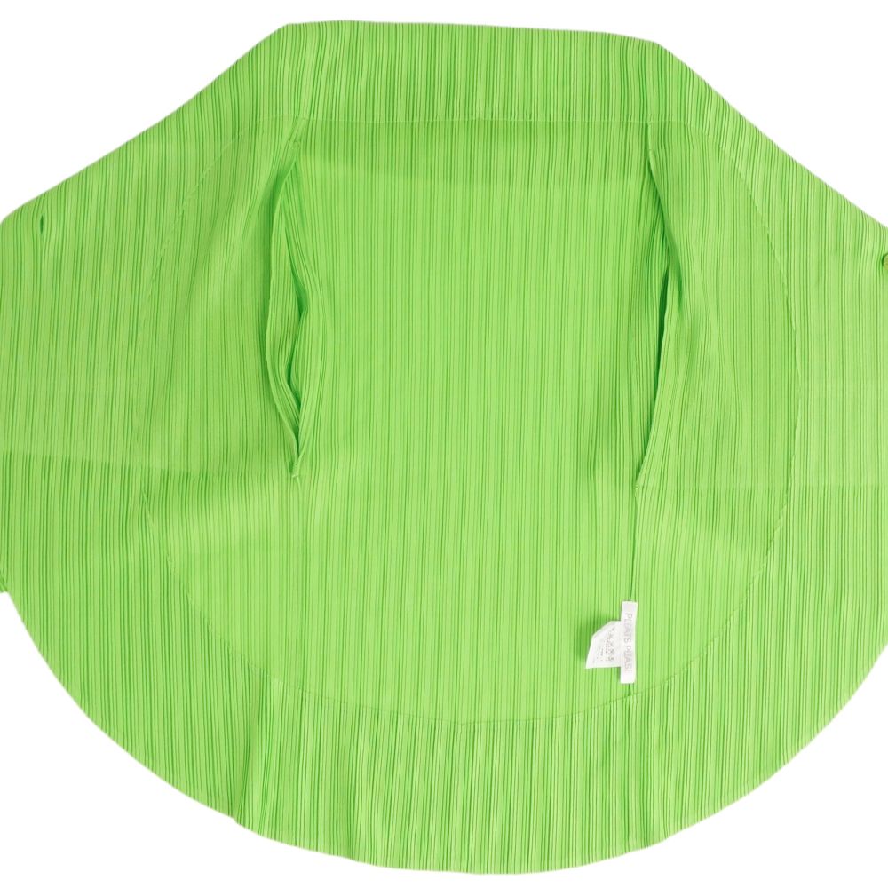 Issey Miyake Pleated jacket seven-minute sleeves prize landless out ladies M~L equivalent green  sandwich