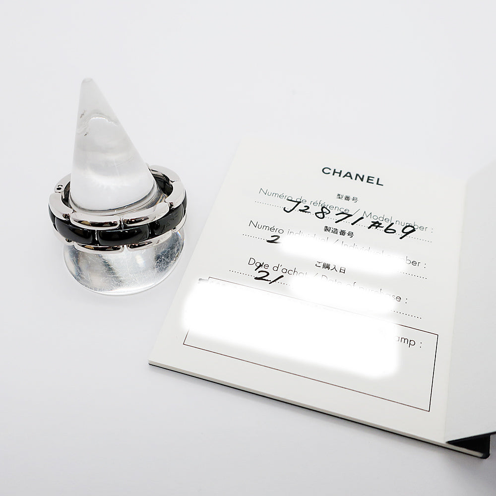 Chanel Ultra Ring K18WG Black Ceramic Ring  Size T69 12.9g Jewelry Accessories Mens J2871