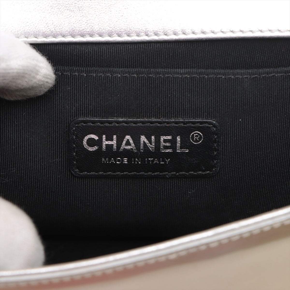 Chanel Boy Chanel 25 漆皮鏈條單肩包 G x 銀銀 17 A67086