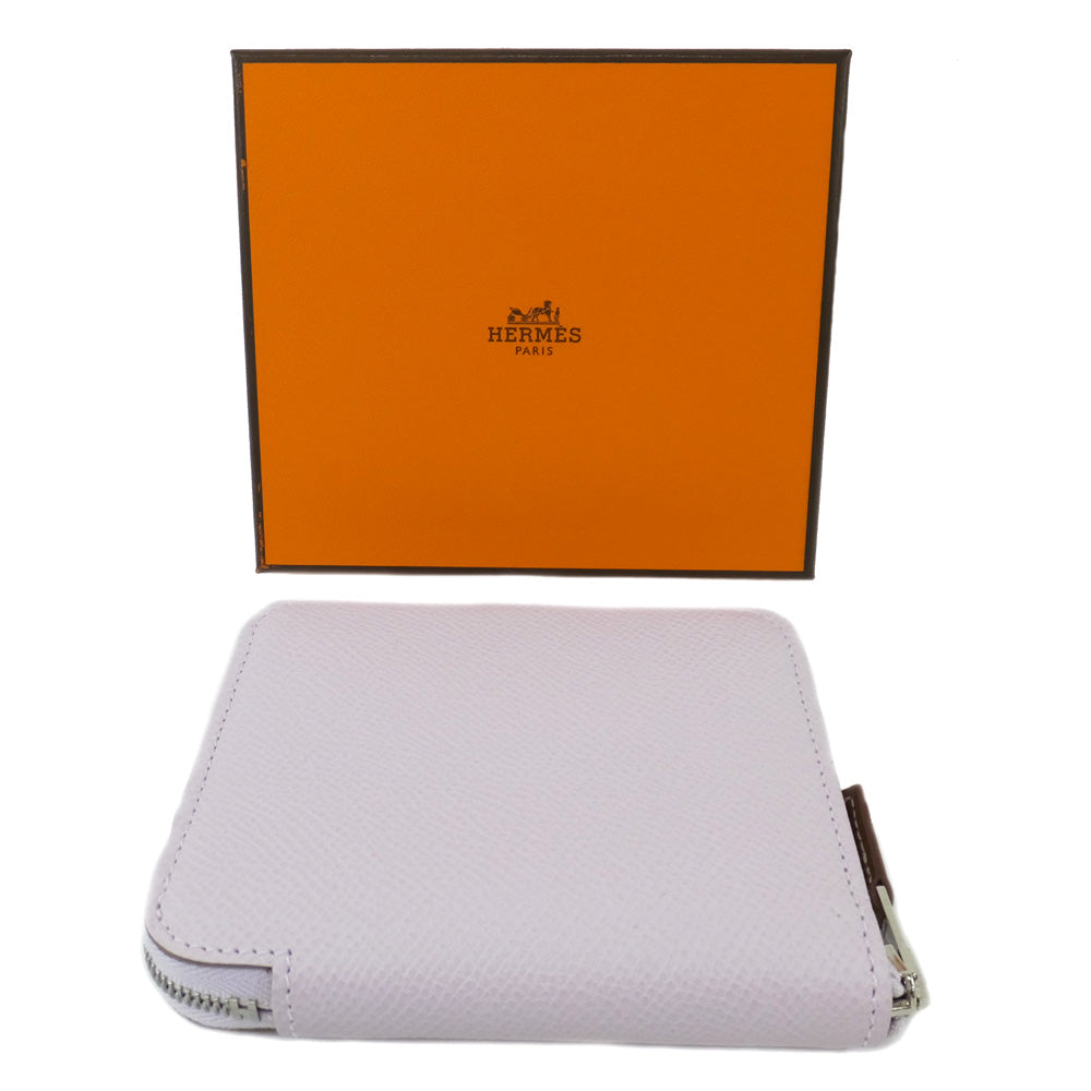 Hermes Azap Compact Silk Coin Case Pink Silver G  Epsom Green Background U  Manufacturing  2022 Wallet  Epson Quality Wood
