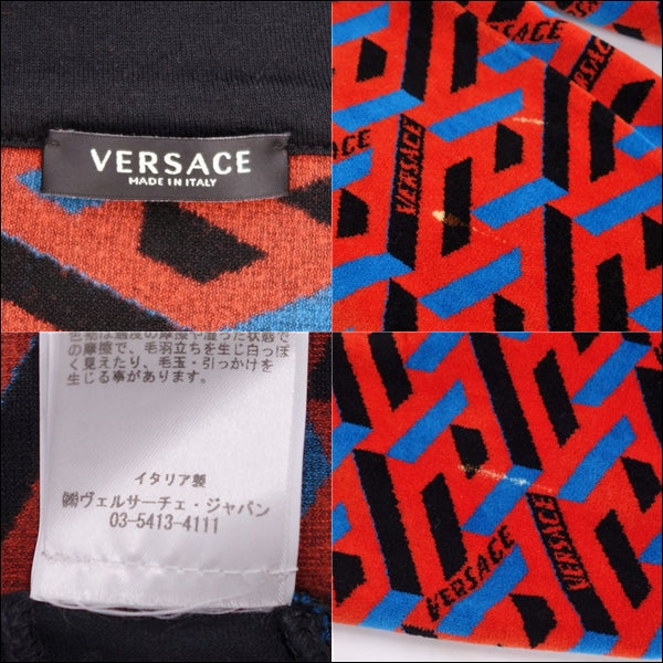 Versace VERSACE  Jacket Pants Total Pill Cotton  Made in Italy 36 (S equivalent) Red/Black/Blue