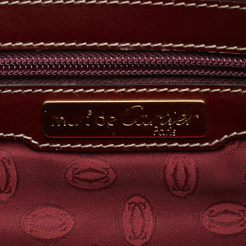 Cartier Musterline Boston Shoulder Bag Bordeaux Wine Red Leather  Cartier