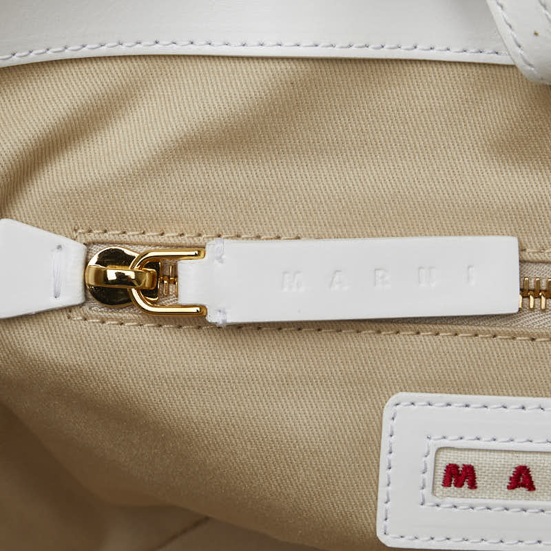 Marni Tropical Small Handbag Shoulder Bag 2WAY White Beige Raffia Leather  MARNI