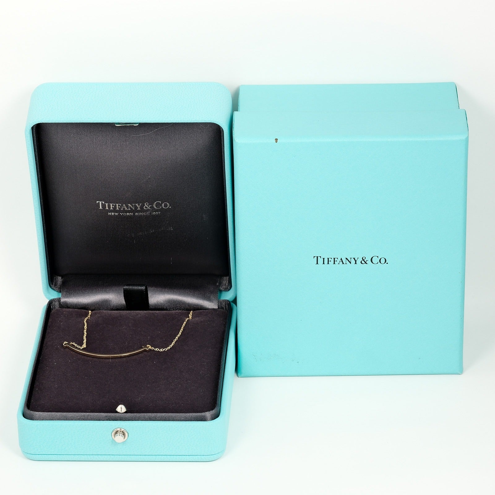 Tiffany Tiffany&amp;Co. T Smile Small Necklace K18 YG Yellow G  2.94g A+ Ranked A+  Collar