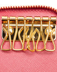 Prada Saffiano Keycase 6 Series Round Fashner 1M0604 Pink Leather  Prada