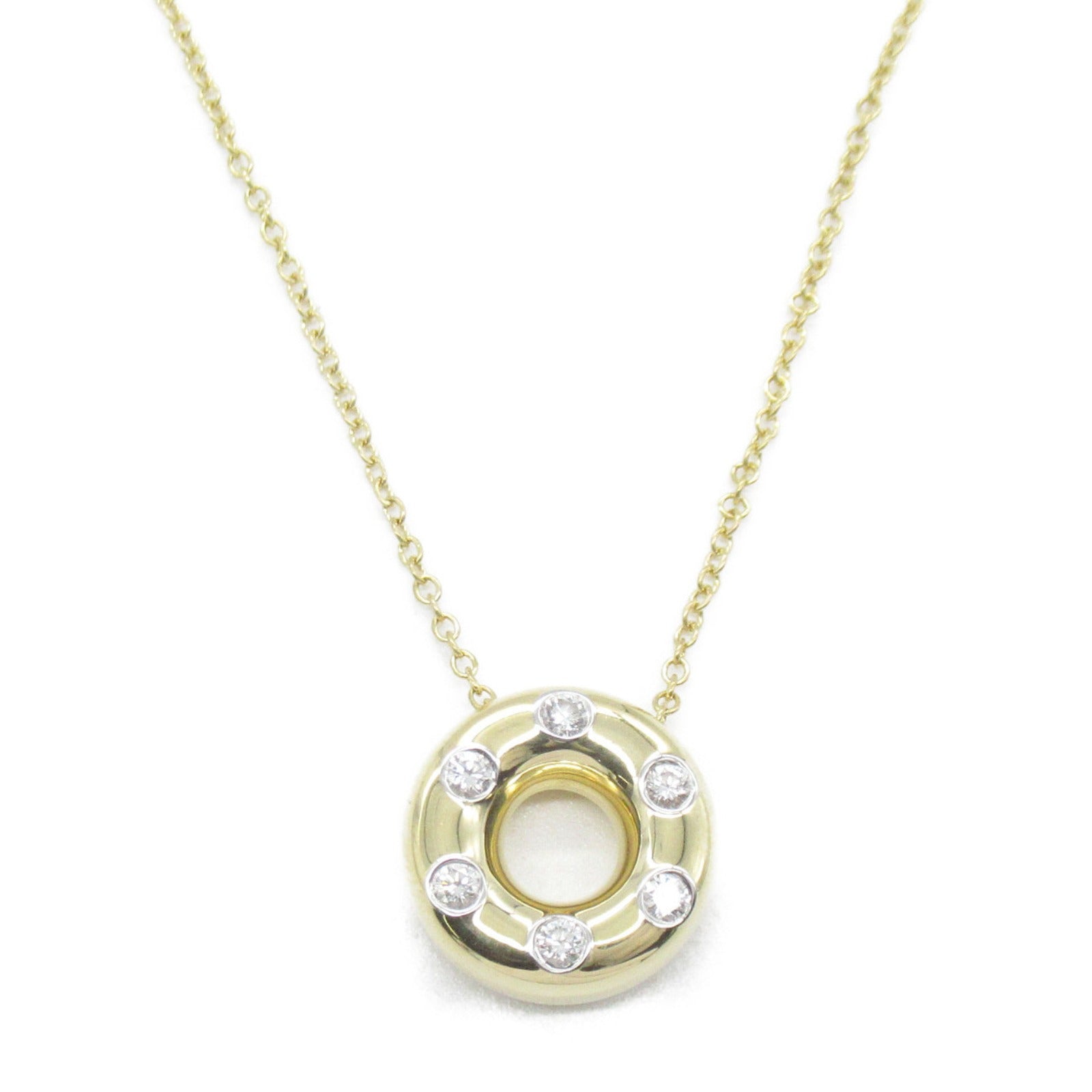 Tiffany TIFFANY&CO K18 (Yellow G) Pt950 Platinum Diamond  Close Necklace K18