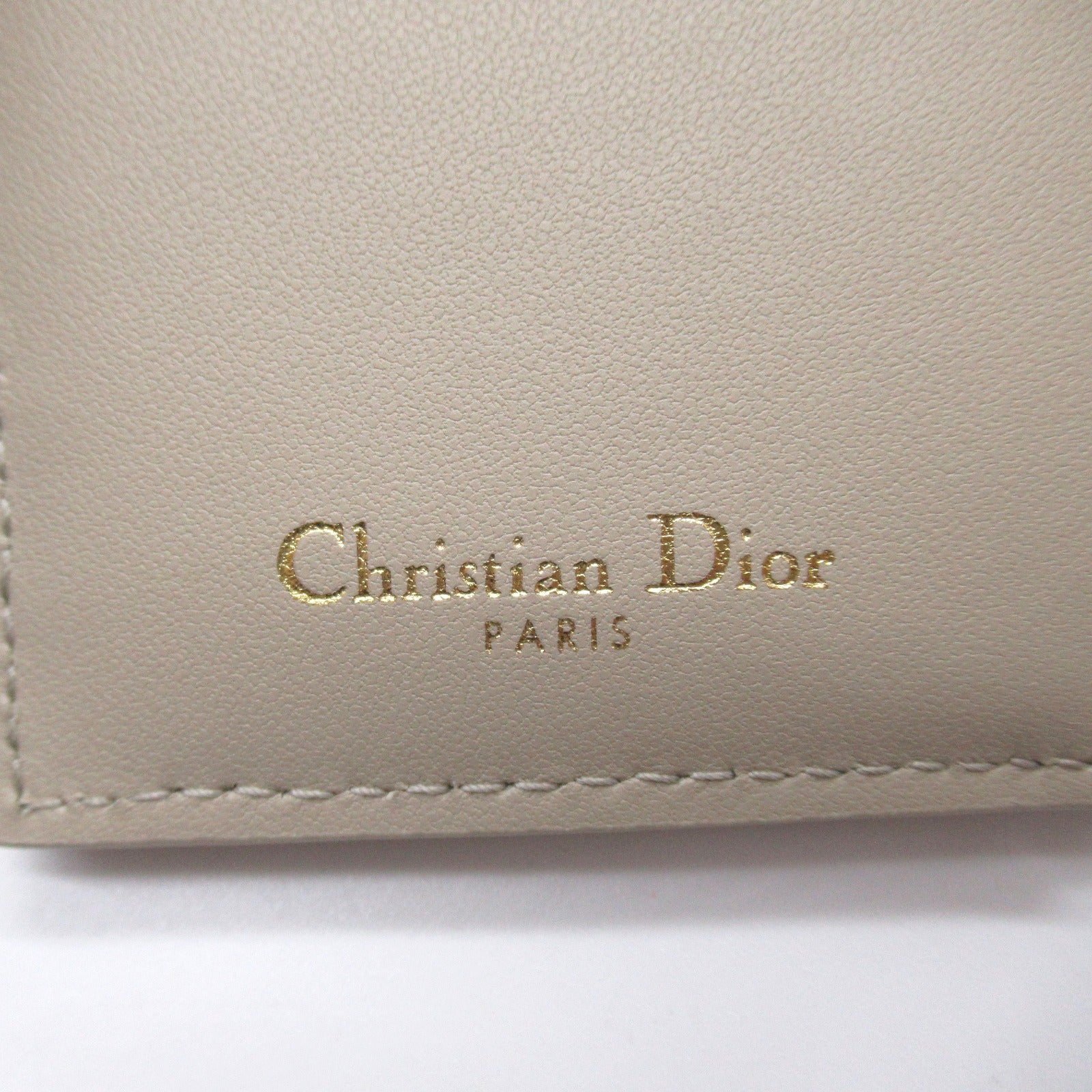 Dior Dior Double Fold Wallet Double Folded Wallet Leather  Beige