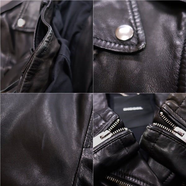 Diesel Leather Jacket Double Mens XS Black