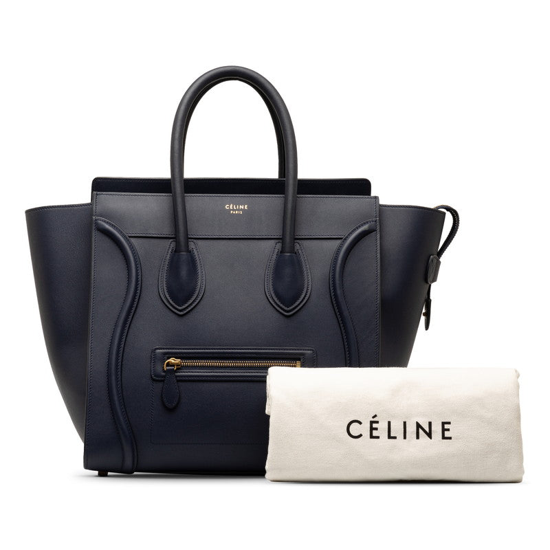 Celine 行李箱迷你每個手提包托特包 海軍藍皮革 Celine