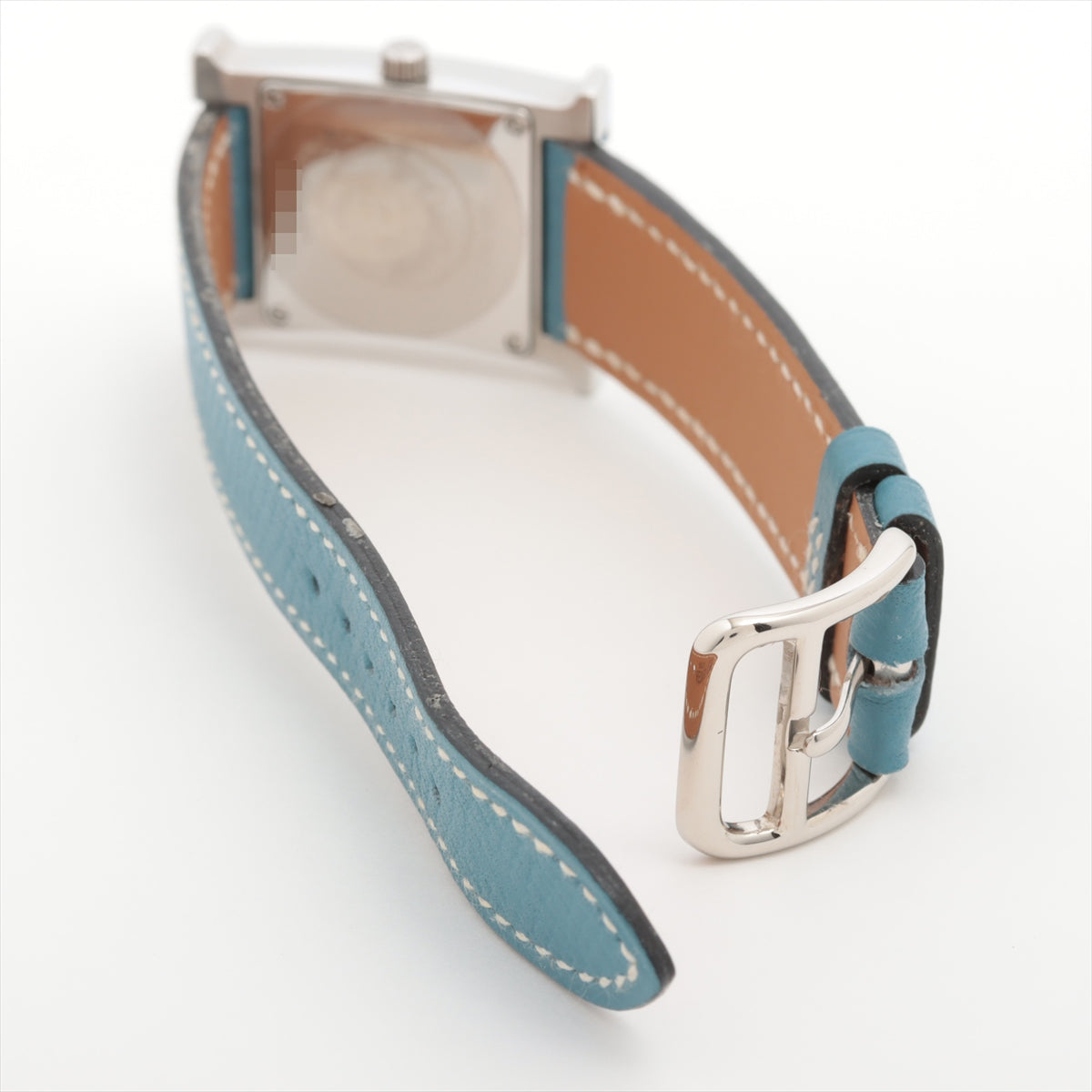 Hermes H Watch HH1.210 SS  Leather QZ Blue