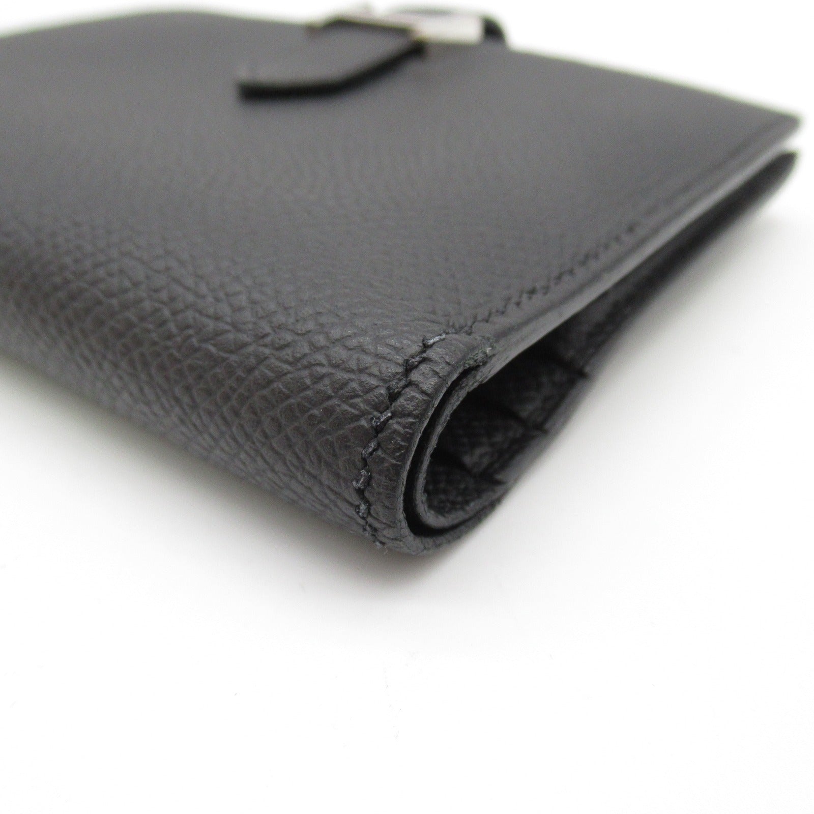 Hermes Hermes  Compact Black Double Fold Wallet Wallet Leather  Black