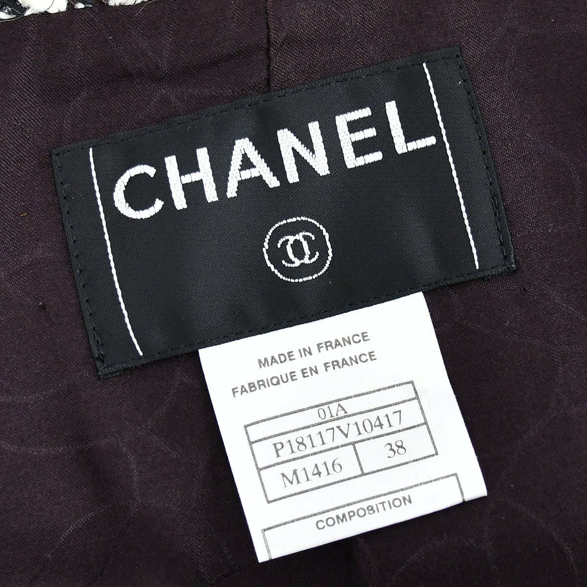 Chanel Double Breasted Jacket Black Tweed 01A 