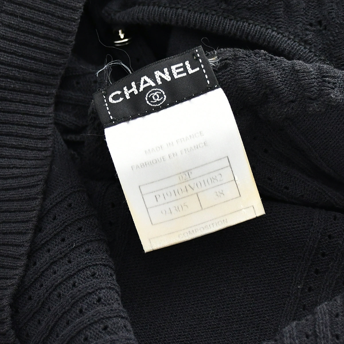 Chanel Short Sleeve Sweater Knit Tops Black 02P 