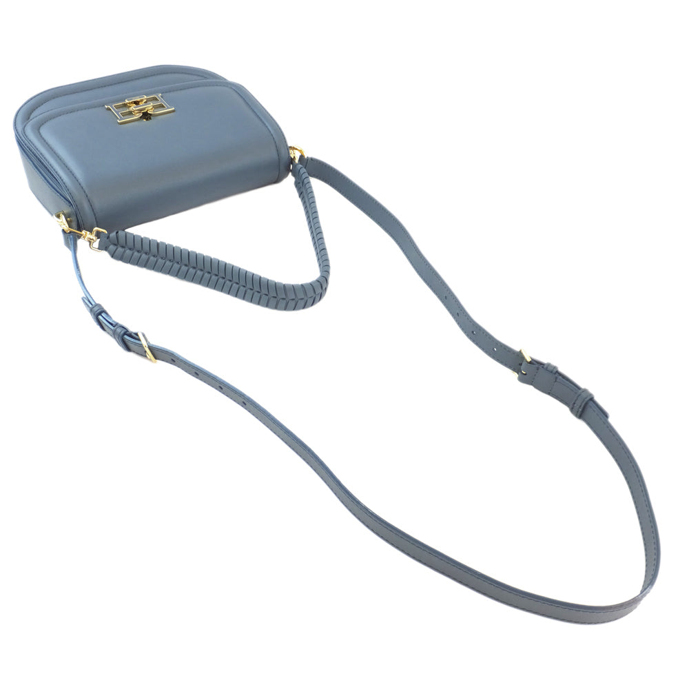 BALLY Barry BECKIE.EH B-CHAIN 2WAY Shoulder Bag Blue G  Leather Top Handle Shoulder Turnlock Cross Body Bag