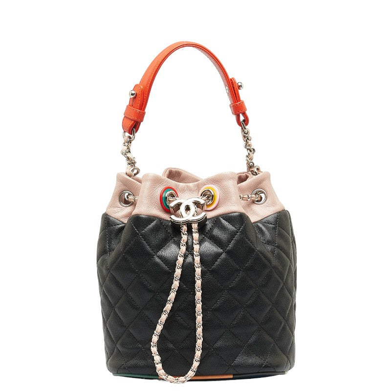 Chanel Chain Matrasse Chain Handbag 2WAY Black Pink Multicolor Lambskin  CHANEL