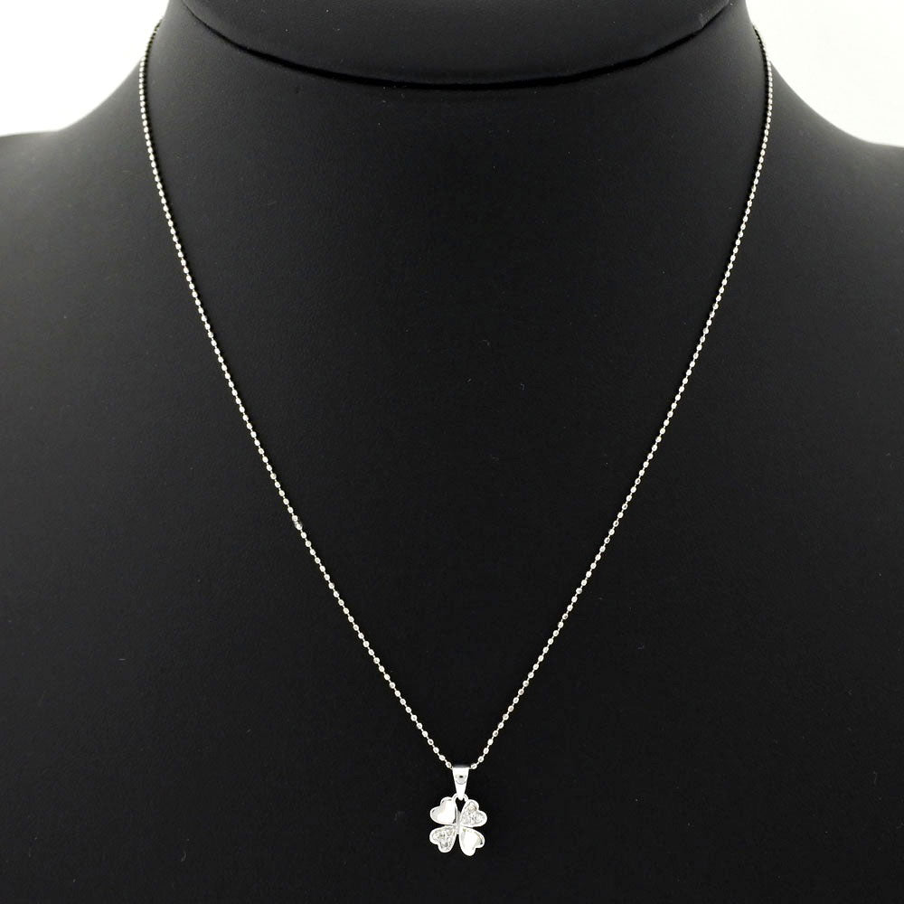 Folli Follie Clover Necklace K18 White G  Diamond White 0.04 Clover  2.0g Clover  A Ranked  Clover