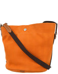 Hermes 2012 Orange Toile Chevrons Sac de Pansage Bucket Shoulder Bag