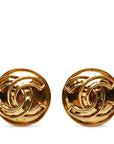 Chanel Vintage Coco Mark Round Earrings Gold Plated Women's