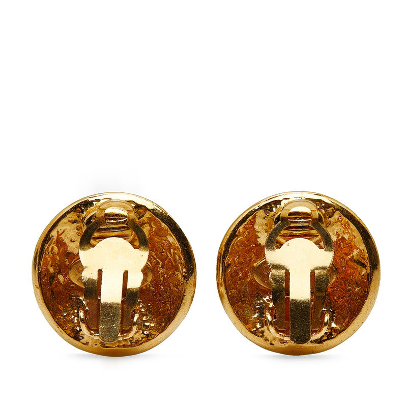 Chanel Vintage Coco Mark Round Earrings Gold Plated Women&#39;s