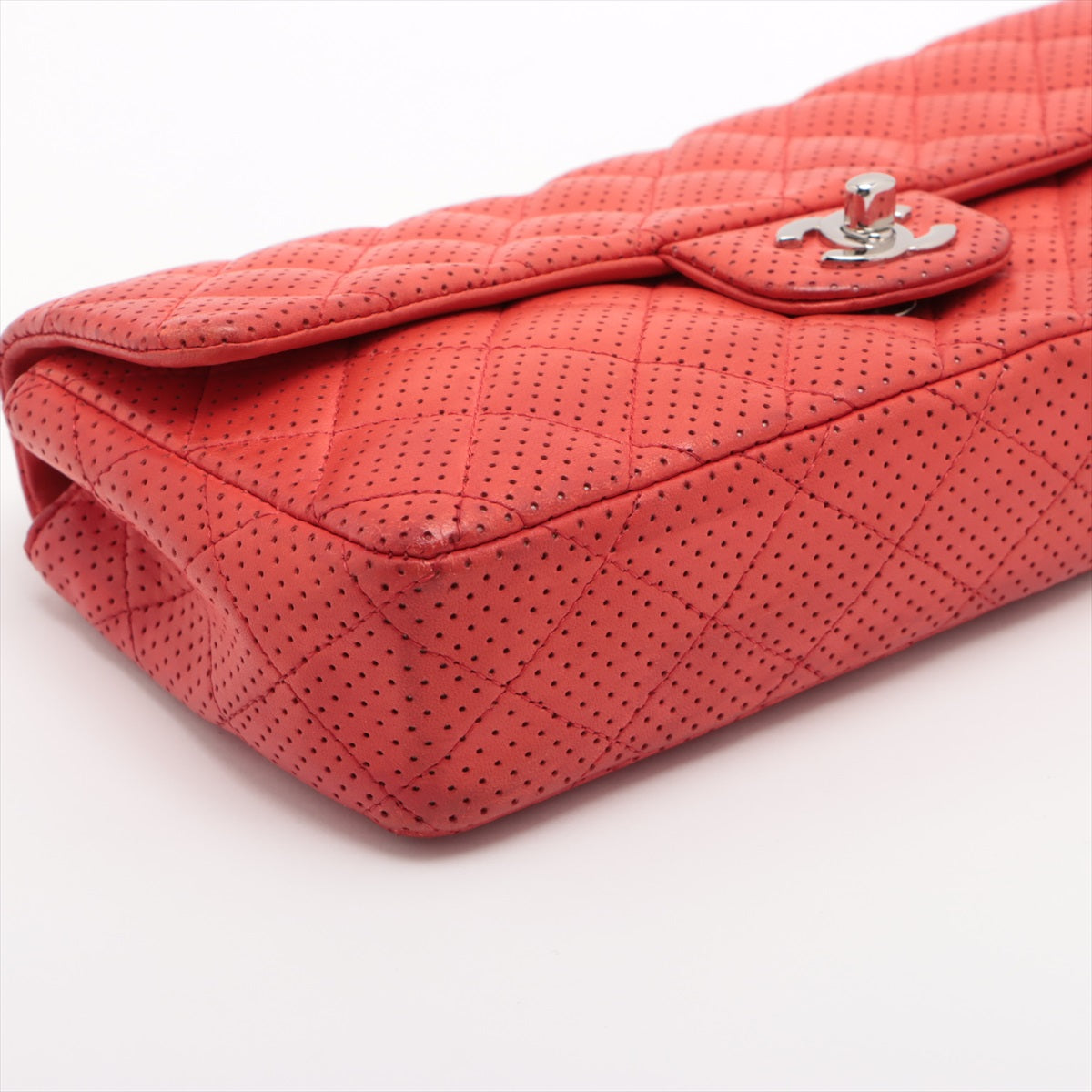 Chanel Matrasse Single Flap Single Chain Bag Red Silver  11th