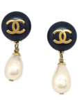 Chanel 1996 Spring Teardrop Pearl CC Dangle Earrings
