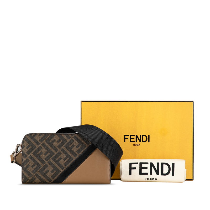 Fendi Zucca FF Logo Cross Body Bag 7M0346 Brown Black PVC Leather  Fendi