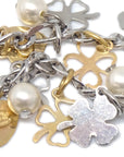 Chanel Artificial Pearl Dangle Piercing Earrings Gold 06A