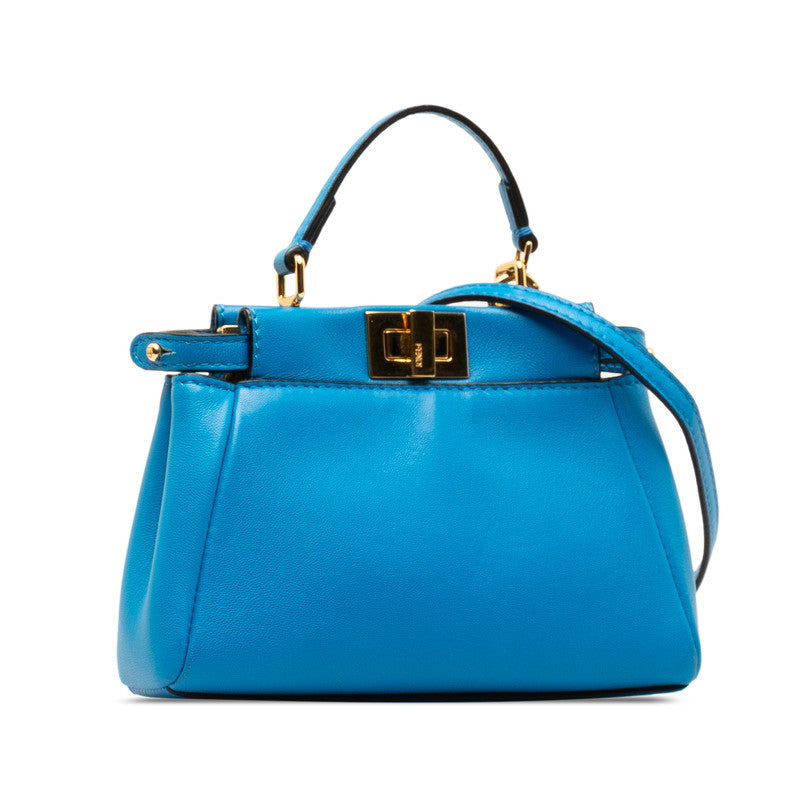 Fendi Micro Peak Small Handbag Shoulder Bag 2WAY 8M0355 Blue G Leather  Fendi