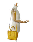 Prada logo handbags shoulder bag 2WAY yellow leather sweat ladies PRADA