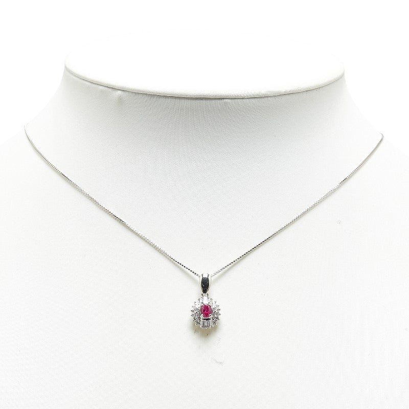 Pt900 Platinum Pt850 Platinum pink sapphire 0.51ct diamond 0.27ct necklace ladies