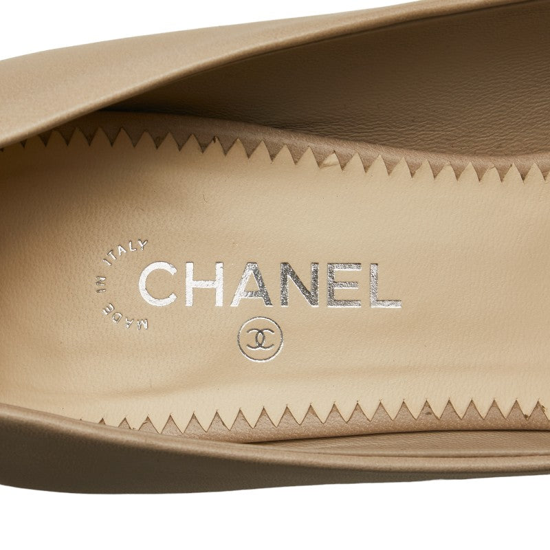 Chanel Coco Pumps Beige Black Leather  Chanel