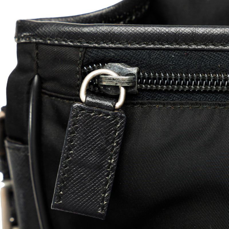 Prada Triangle Logo  Sapphire Shoulder Bag Black Nylon Leather  Prada Original Sapphire