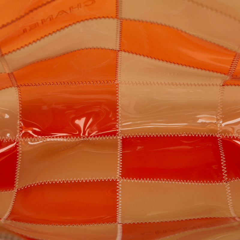 Chanel Clear Tote Bag Sac à bandoulière Orange Beige Vinyle