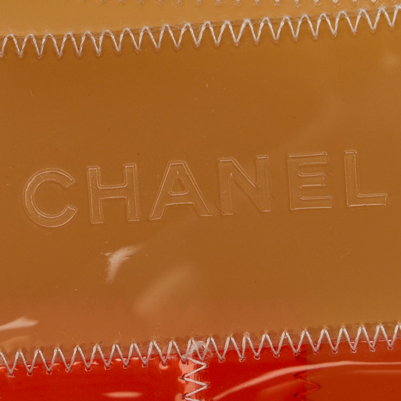 Chanel Clear Tote Bag Sac à bandoulière Orange Beige Vinyle