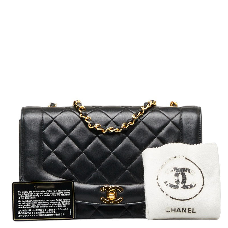 Chanel Matlasse Diana 25 Chain Shoulder Bag Black Lambskin – Timeless  Vintage Company