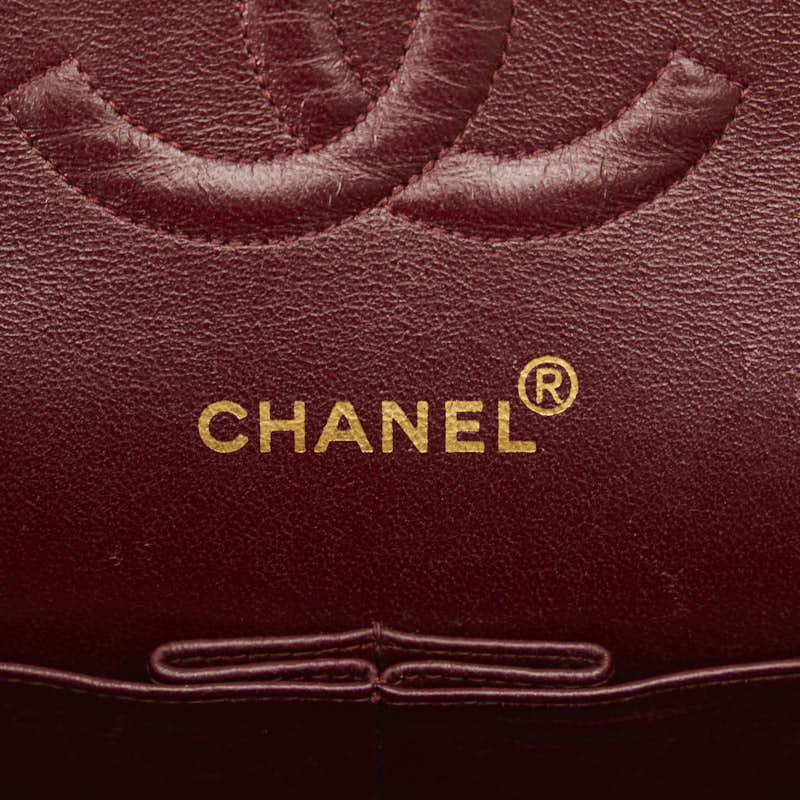 Sac à bandoulière Chanel Classic 25 à double rabat en cuir d&#39;agneau doré noir