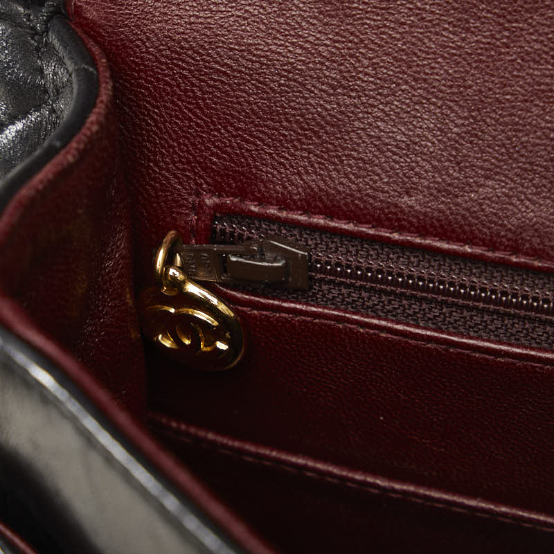 Chanel Matelasse 25 Double Flap Chain Shoulder Bag Black Lambskin