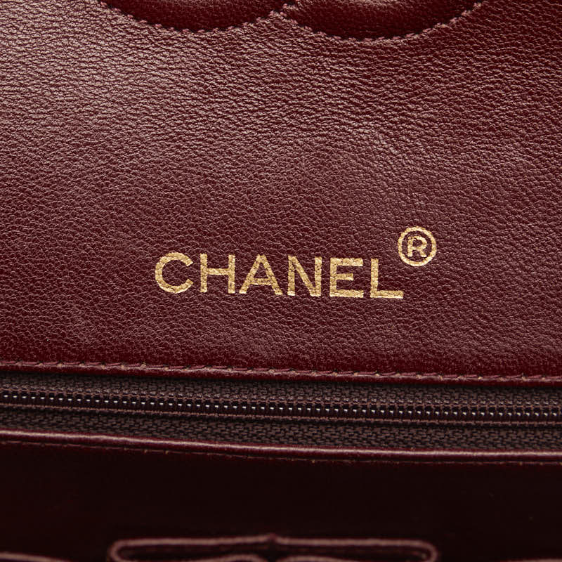 Chanel Matelasse 25 Double Flap Chain Shoulder Bag Black Lambskin