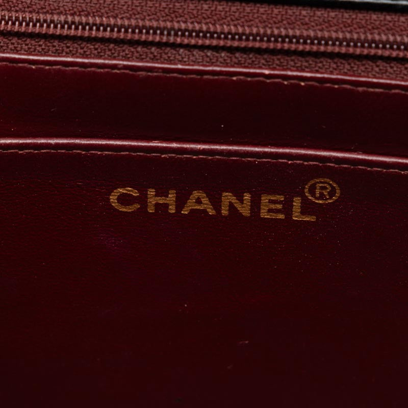 Chanel Deca Matlasse 33 Single Flap Chain Shoulder Bag Black Lambskin