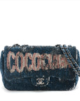 Chanel Coco Cube Single Flap Double Chain Bag Blue Silver  23rd