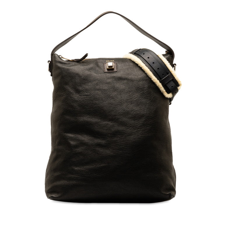 Celine Tote Bag Shoulder Bag 2WAY Black Leather  Celine