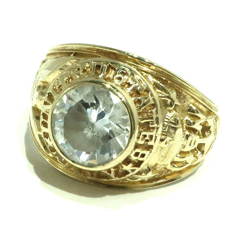 Jewelry accessory ring ring K14 yellow g  transparent stone USNAVY design men