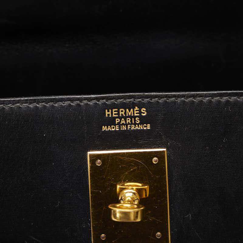 HERMES Kelly 32 in Box Calf Black 2WAY Handbag