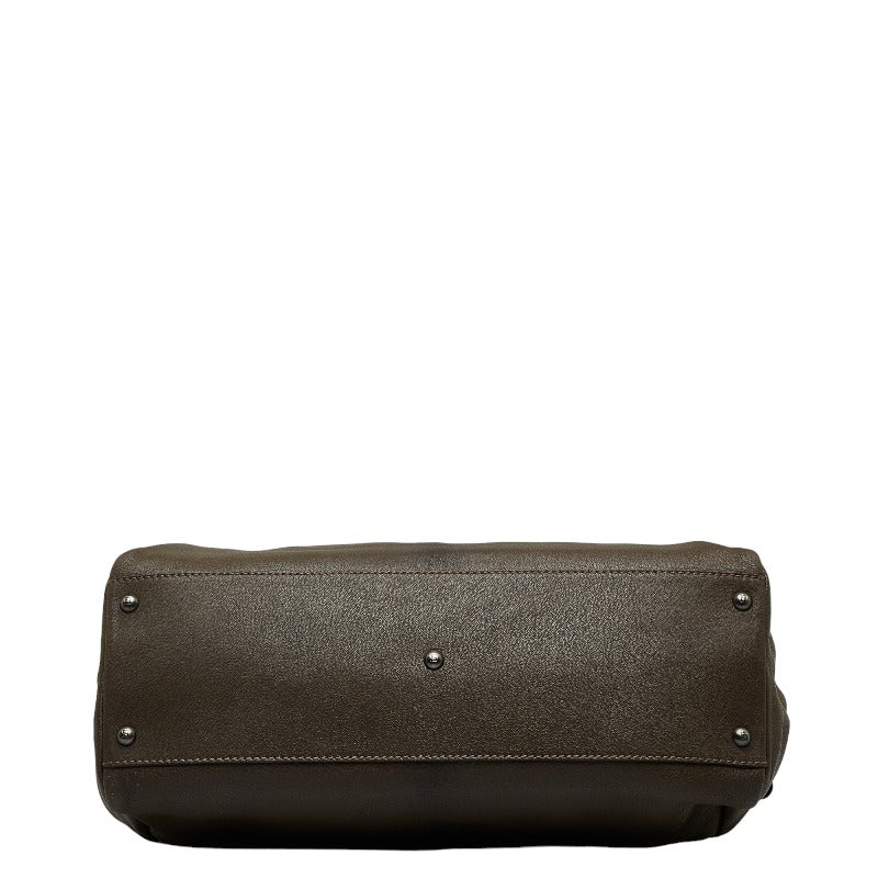 Fendi Peekaboo Handbag Shoulder Bag 8BN210 Brown Leather