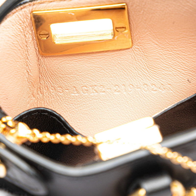 Fendi Nano Peacebu Chain Mini Shoulder Bag Charm 7AR993 Black G Leather  Fendi